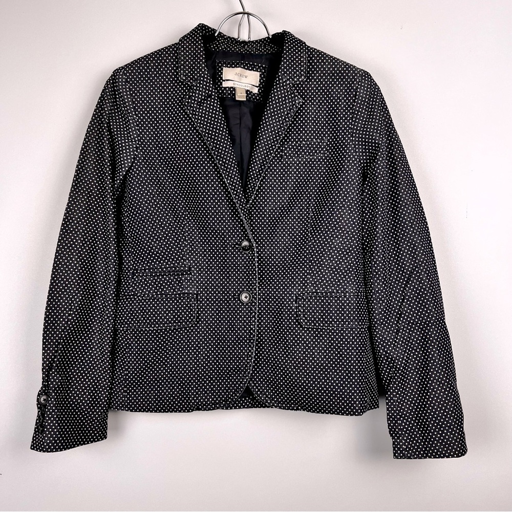 J Crew Schoolboy Women's Navy Polka Dot Blazer Size 2